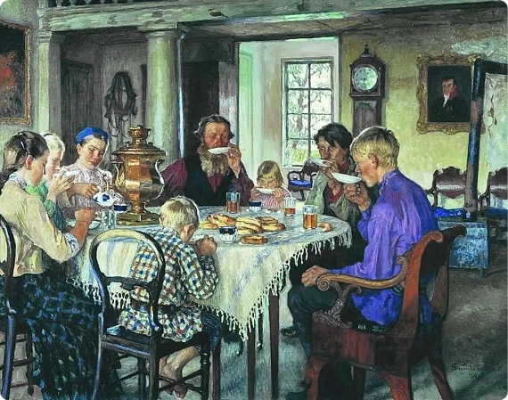 Николай Богданов-Бельский «Новые хозяева. Чаепитие.» 1913